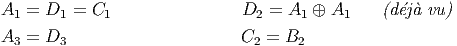 A1 =  D1 =  C1                D2  = A1 ⊕  A1    (dˊejˋa vu)

A3 =  D3                      C2 =  B2
       