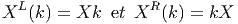 XL (k ) = Xk  et XR (k) = kX
       