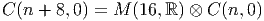 C (n + 8,0) = M  (16,ℝ) ⊗ C (n,0)  