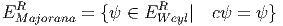   R                 R
E Majorana = {ψ ∈ E W eyl|  cψ = ψ }
       