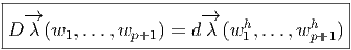 |---→--------------------→----------------|
|D λ (w1,...,wp+1 ) = dλ (wh1,...,whp+1) |
----------------------------------------|  