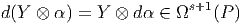 d(Y ⊗  α) = Y ⊗  dα ∈ Ωs+1(P )  