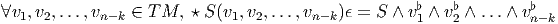 ∀v1, v2,...,vn-k ∈ TM,  ⋆ S(v1,v2,...,vn-k)ϵ = S ∧ v♭1 ∧ v♭2 ∧ ...∧ v ♭n- k  