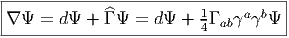 |-----------------------------------|
|∇ Ψ = d Ψ + ^Γ Ψ = dΨ  + 14Γ abγaγb Ψ |
------------------------------------  